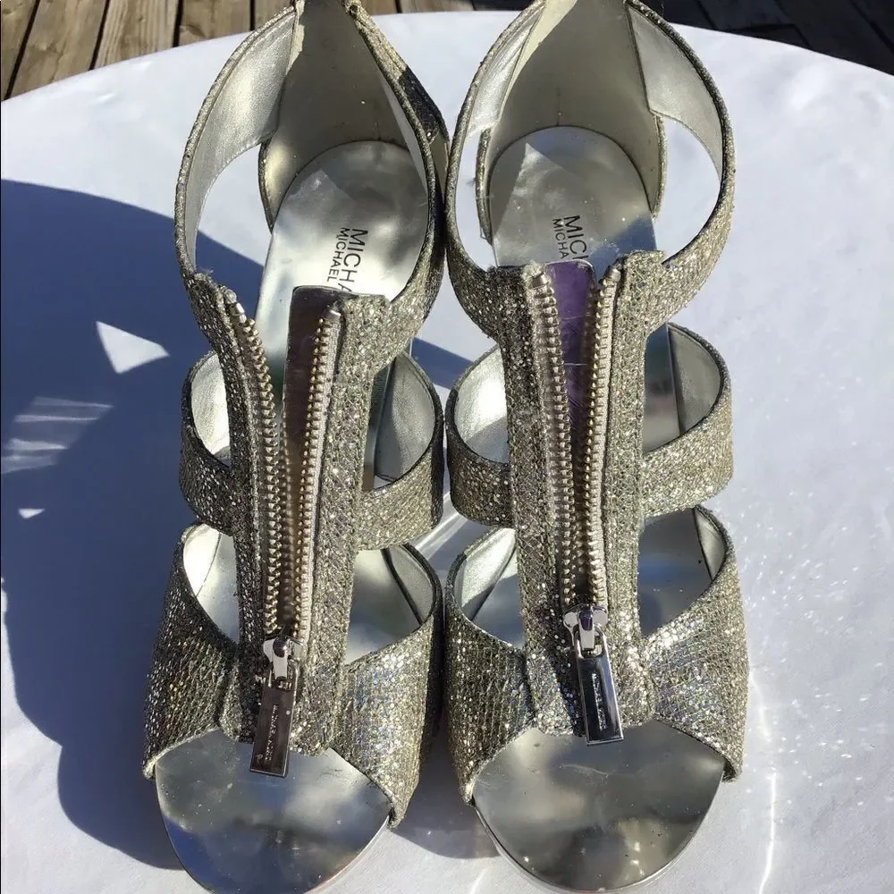MICHAEL Michael Kors Berkley T-Strap Sandals Silver